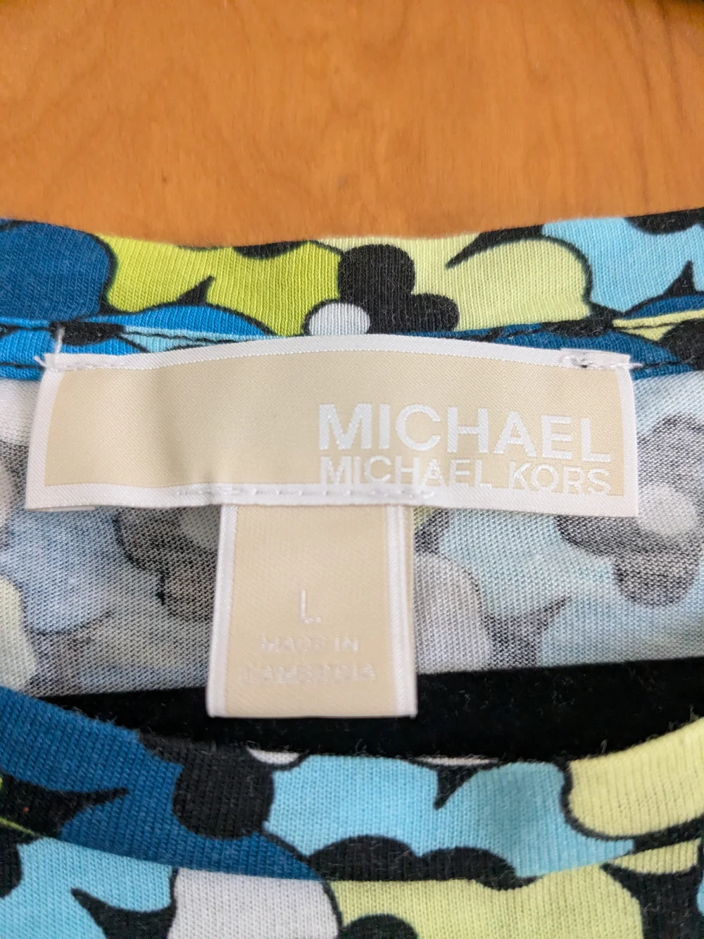 Michael Kors Blue, Lime & White Floral Short Sleeve Tee